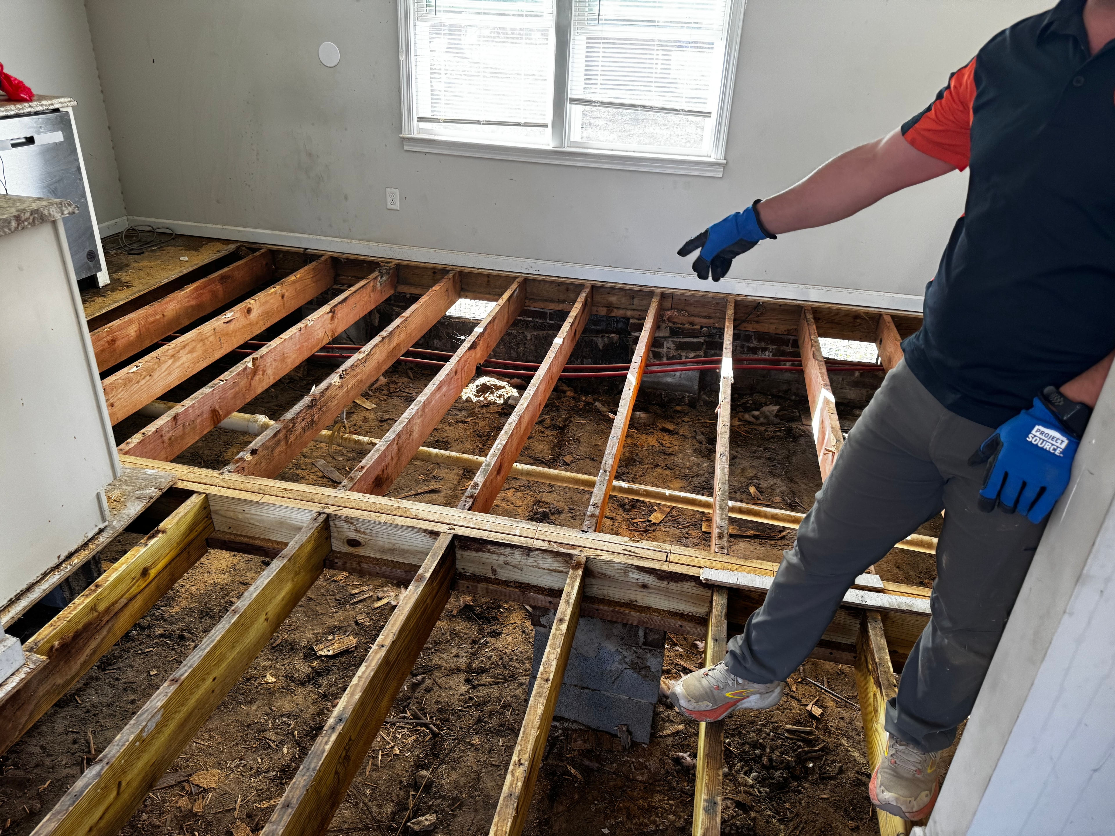 Structural repair of crawl space joists